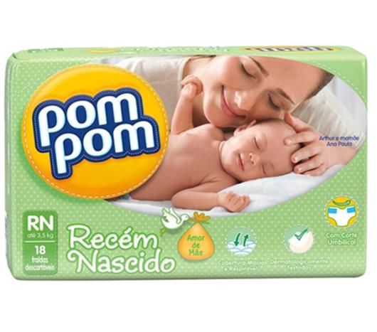 Fralda descartável Pom Pom amor mãae RN 18 unidades - Imagem em destaque