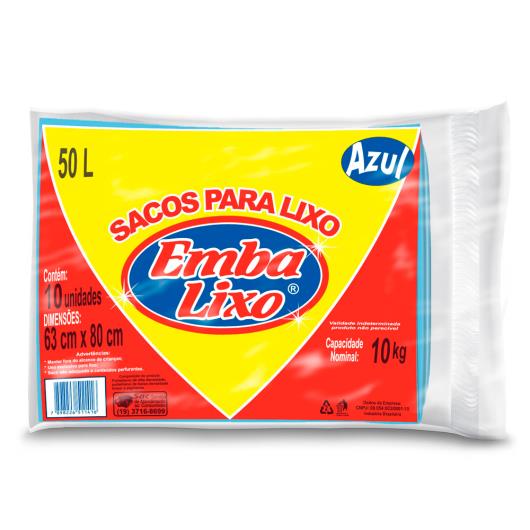 Saco para lixo Embalixo Azul 50L 10 unidades - Imagem em destaque