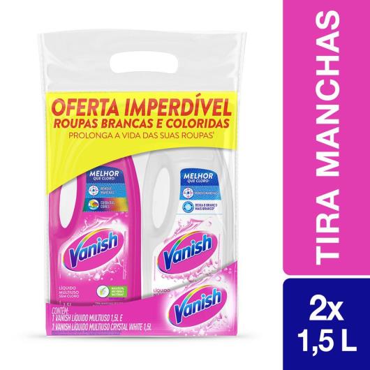 Tira Manchas Gel Vanish Multiuso para roupas brancas e coloridas 2 unidades de 1,5L - Imagem em destaque