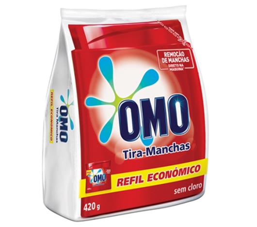 Tira manchas Omo em pó sem cloro roupas coloridas refil 420g - Imagem em destaque