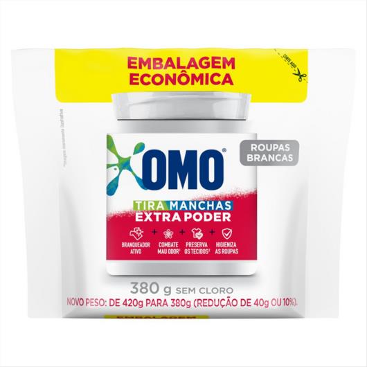 Tira Manchas Omo Extra Poder Roupas Brancas Pó Refil 380 G - Imagem em destaque