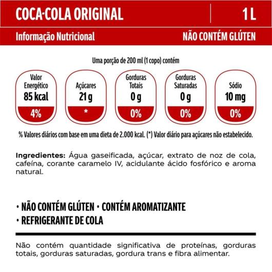 Refrigerante Coca-Cola Original PET 1L - Imagem em destaque