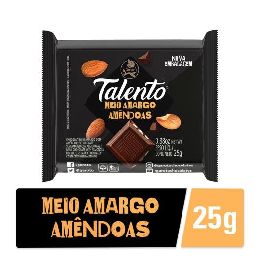 Chocolate GAROTO TALENTO Meio Amargo com Amêndoas 25g - Imagem em destaque