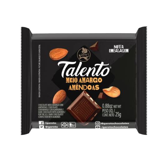 Chocolate GAROTO TALENTO Meio Amargo com Amêndoas 25g - Imagem em destaque