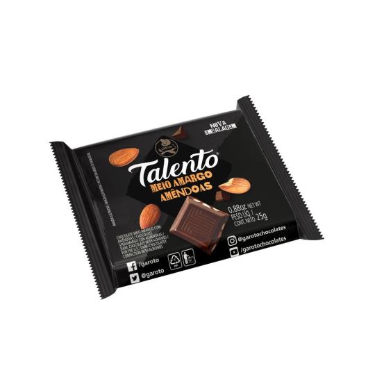 Chocolate GAROTO TALENTO Meio Amargo com Amêndoas 25g - Imagem em destaque