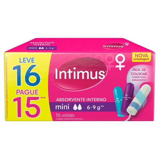 Absorvente Interno INTIMUS MINI Leve 16 Pague 15 - 16 unidades - Imagem em destaque