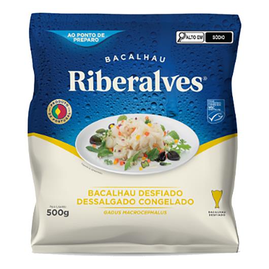 Bacalhau Riberalves desfiado dessalgado congelado 500g - Imagem em destaque