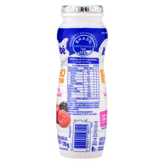 Iogurte Parcialmente Desnatado Frutas Vermelhas Zero Lactose Itambé Nolac Frasco 170g - Imagem em destaque