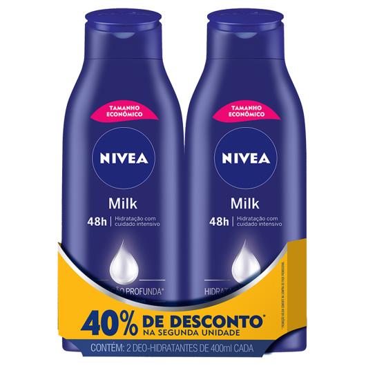 2 Deo-Hidratantes Nivea Milk 48 horas Tamanho Econômico 400ml cada - Imagem em destaque