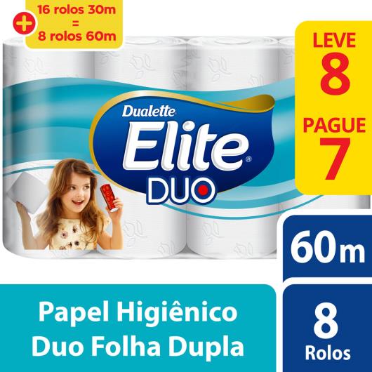Papel higiênico dualette duo folha dupla 60 metros leve 8 pague 7 - Imagem em destaque