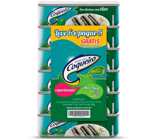 Sardinha Coqueiro Leve 6 Pague 5 750g - Imagem em destaque