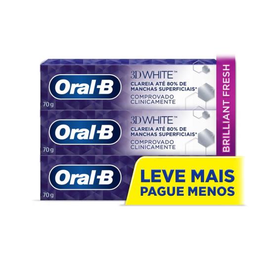 Creme dental Oral B 3d white 3x70g leve 3 pague 2 - Imagem em destaque