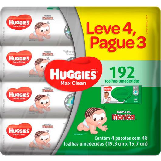 Lenços Umedecidos Huggies Max Clean Leve 4 Pague 3 - 192 unidades - Imagem em destaque