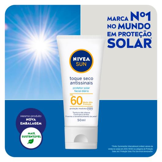 NIVEA SUN Protetor Solar Facial Toque Seco Antissinais FPS60 50ml - Imagem em destaque