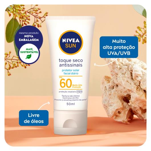 NIVEA SUN Protetor Solar Facial Toque Seco Antissinais FPS60 50ml - Imagem em destaque