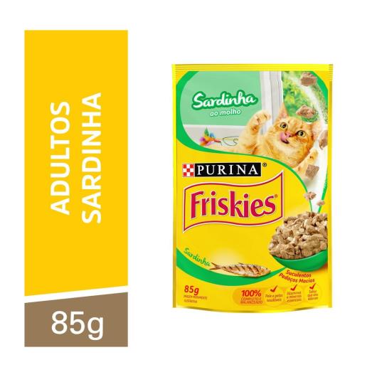 Alimento gatos Friskies adulto sardinha molho sachê 85g - Imagem em destaque