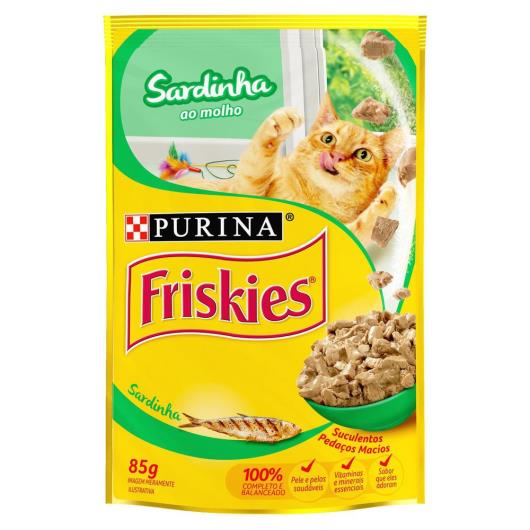 Alimento gatos Friskies adulto sardinha molho sachê 85g - Imagem em destaque