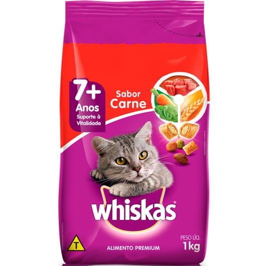 ALIMENTO PARA GATOS 7+ ANOS WHISKAS CARNE 1kg - Imagem em destaque