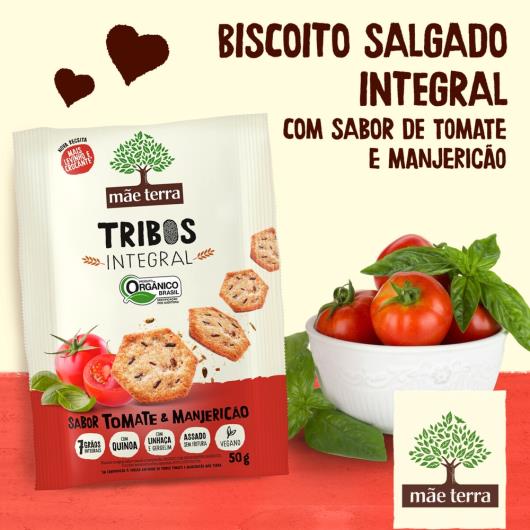 Biscoito Salgado Orgânico Mãe Terra Tribos Tomate e Manjericão 50g - Imagem em destaque