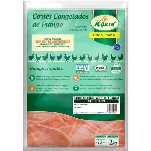 Cortes de Frango Korin Filé de peito congelado 1kg - Imagem em destaque