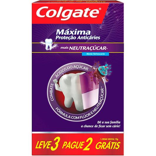Creme Dental Colgate Máxima Proteção Anticáries + Neutraçúcar 70g Leve 3 Pague 2 - Imagem em destaque