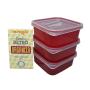 Kit 3 Potes Para Alimentos Freezer e Microondas Organizador Retrô Quadrado 600 ML Método Lar