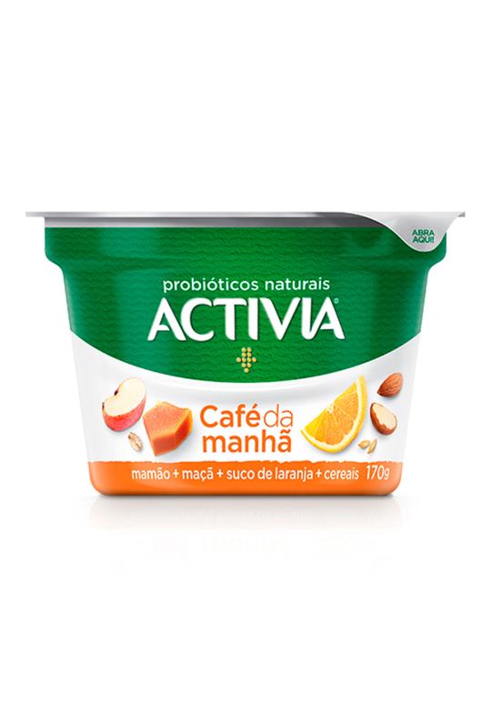 Leite Fermentado Activia Café da manha Maçã/ Mamão, Suco de laranja e Cereais 170g - Imagem em destaque