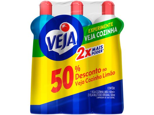 Kit 2 Veja Original + 1 Veja Cozinha Limão 50% Desconto no Veja Cozinha - Imagem em destaque