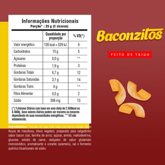 Salgadinho De Trigo Bacon Elma Chips Baconzitos Pacote 103G - Imagem em destaque