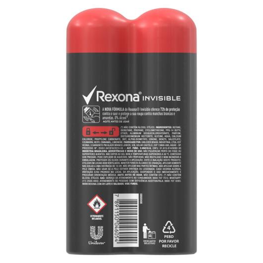 Desodorante Antitranspirante Aerosol Masculino Rexona Invisible 72 horas 2 x 150ML - Imagem em destaque