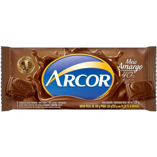 Chocolate Arcor Meio Amargo 40% Cacau 120g - Imagem em destaque