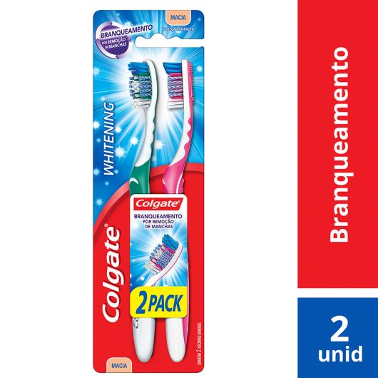 Escova Dental Macia Whitening Colgate Cabeça Compacta 2 Unidades - Imagem em destaque