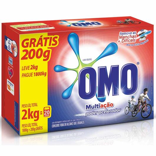Omo Multi Active Lava Roupas Pó Omo Multi Ação Gratis 200g 2kg - Sonda Supermercado Delivery