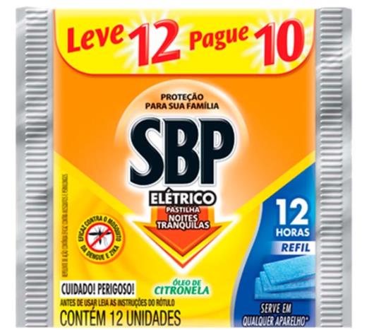 Repelente SBP Elétrico Pastilha Noites Tranquilas Óleo Citronela Refil Leve 12 Pague 10 Unidades - Imagem em destaque