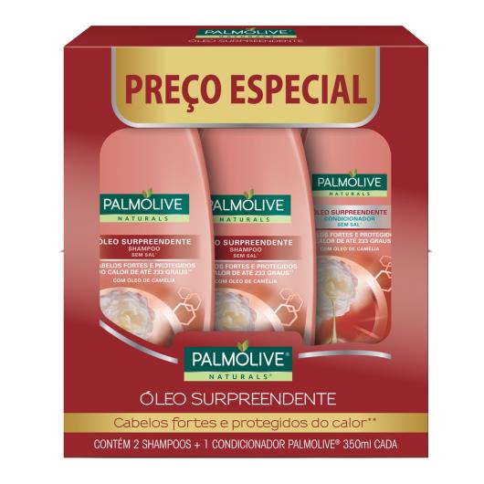 2 Shampoos + 1 Condicionador Palmolive Natural óleo surpreendente Preço Especial 350ml cada - Imagem em destaque