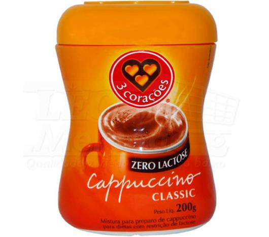 Cappuccino 3 Corações Classic Zero Lactose 200g - Imagem em destaque
