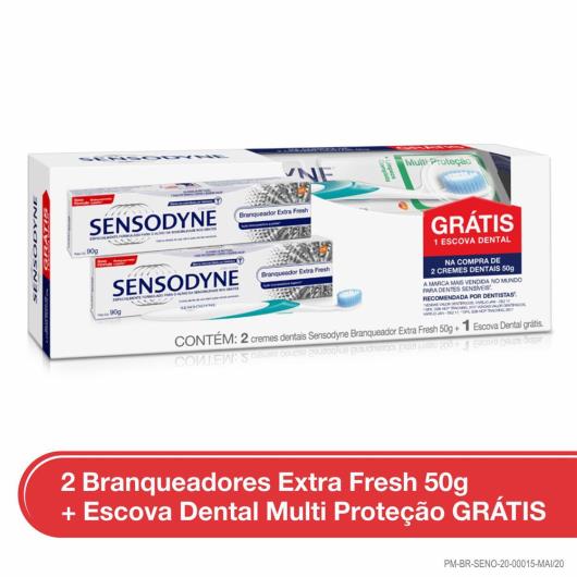 Kit Sensodyne 2 cremes dentais Branqueador 50g cada Grátis Escova Dental - Imagem em destaque