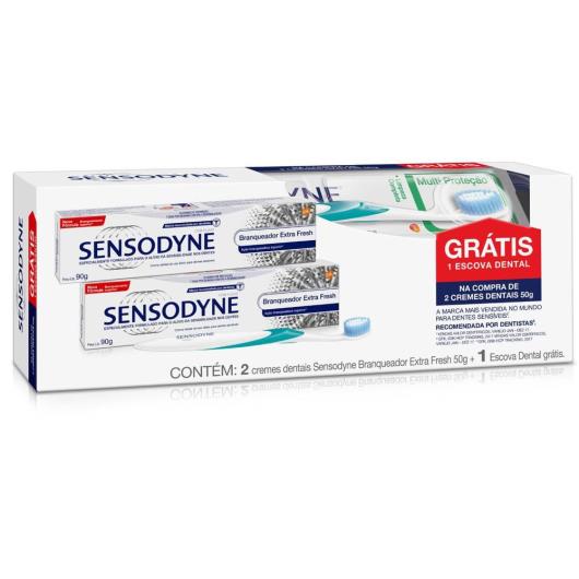 Kit Sensodyne 2 cremes dentais Branqueador 50g cada Grátis Escova Dental - Imagem em destaque