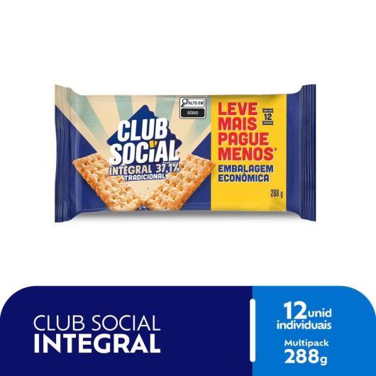 Biscoito Salgado Club Social Integral 37,1% Embalagem Econômica 288g - Imagem em destaque