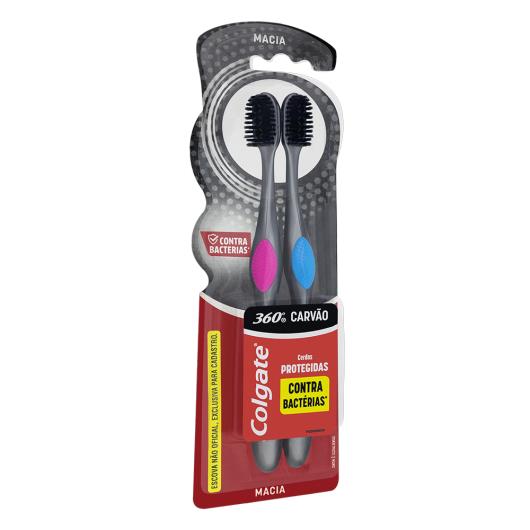 Pack Escova Dental Macia Colgate 360° Carvão 2 Unidades - Imagem em destaque