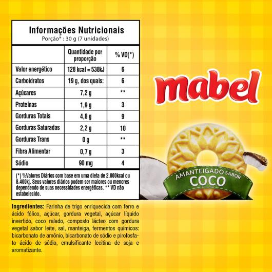 Biscoito Amanteigado Coco Mabel Pacote 330G - Imagem em destaque