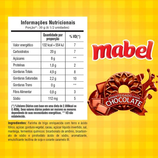 Biscoito Amanteigado Chocolate Mabel Pacote 330G - Imagem em destaque