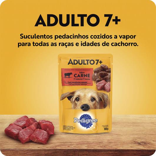 Alimento para Cães Adultos 7+ Carne ao Molho Pedigree Sachê 100g - Imagem em destaque