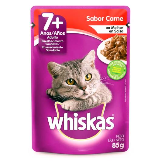 Alimento para gatos Whiskas Carne ao Molho Sachê 7 Anos 85g - Imagem em destaque