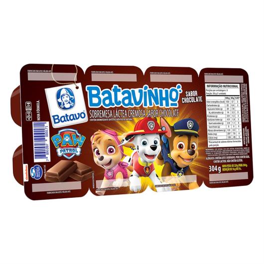 Sobremesa Láctea Chocolate Paw Patrol Batavo Batavinho Bandeja 304g 8 Unidades - Imagem em destaque