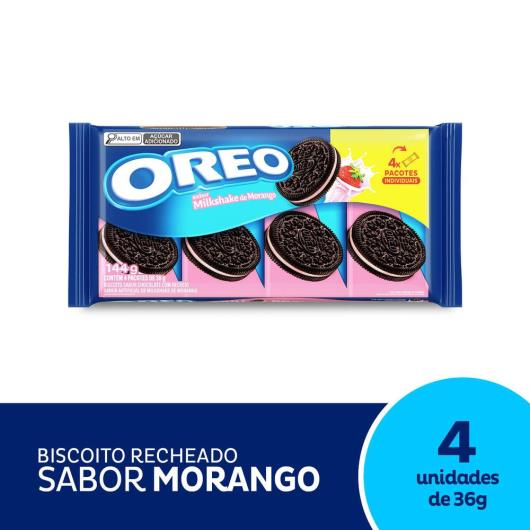 Biscoito Recheado Oreo Milkshake de Morango Multipack 144g - Imagem em destaque