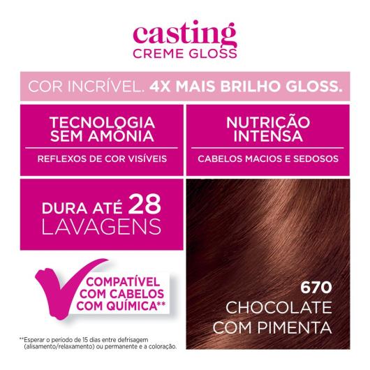 Coloração Casting Creme Gloss 670 Chocolate com Pimenta - Imagem em destaque