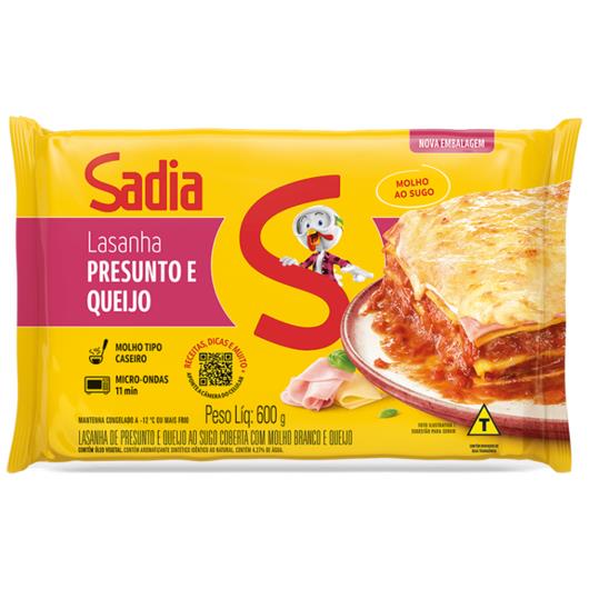 Lasanha congelada Sadia Presunto e Queijo ao sugo 600g - Imagem em destaque