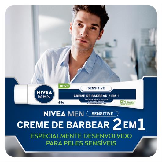 NIVEA MEN Creme De Barbear Sensitive 2 Em 1 65g - Imagem em destaque