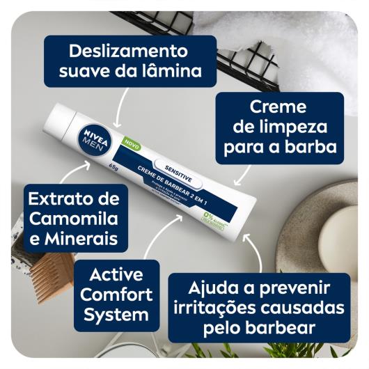 NIVEA MEN Creme De Barbear Sensitive 2 Em 1 65g - Imagem em destaque